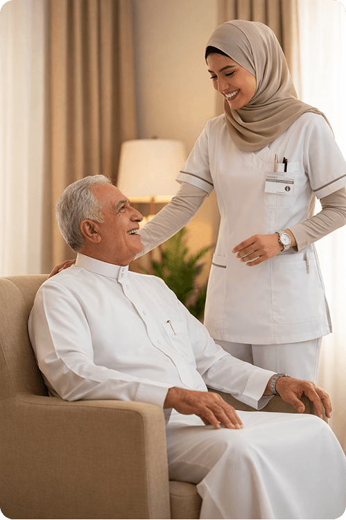 Nurse caring for elderly patient